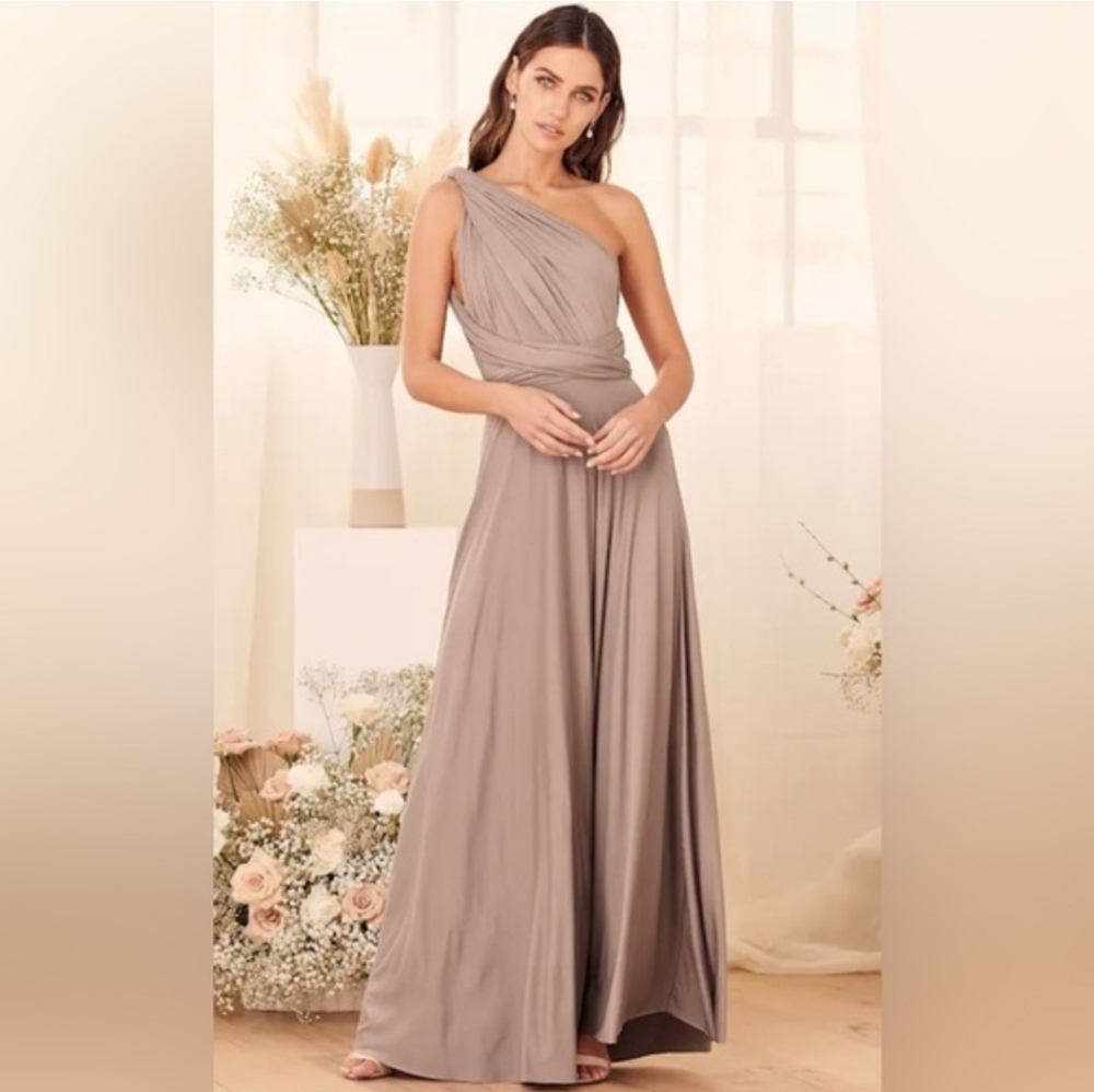 Lulus Tricks Of The Trade Taupe Maxi Dress Multiwear dress. Size xsmall. Good pr